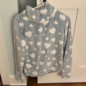 Fuzzy heart mock neck